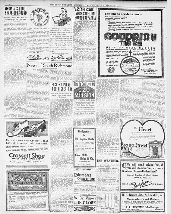 The Times Dispatch du 17/04/1912